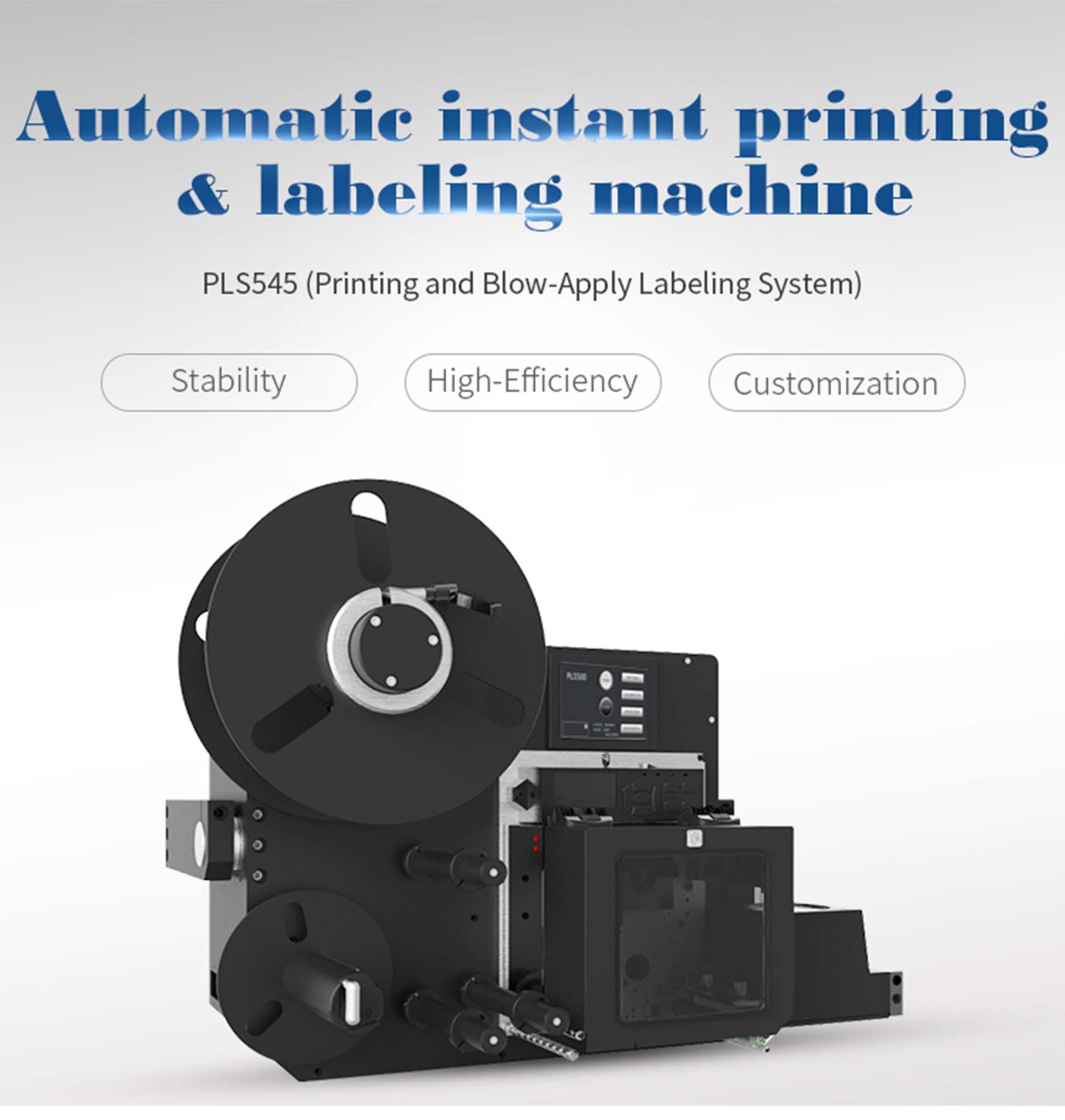 Sistema di etichettatura PLS545 per stampa e soffia-Applica